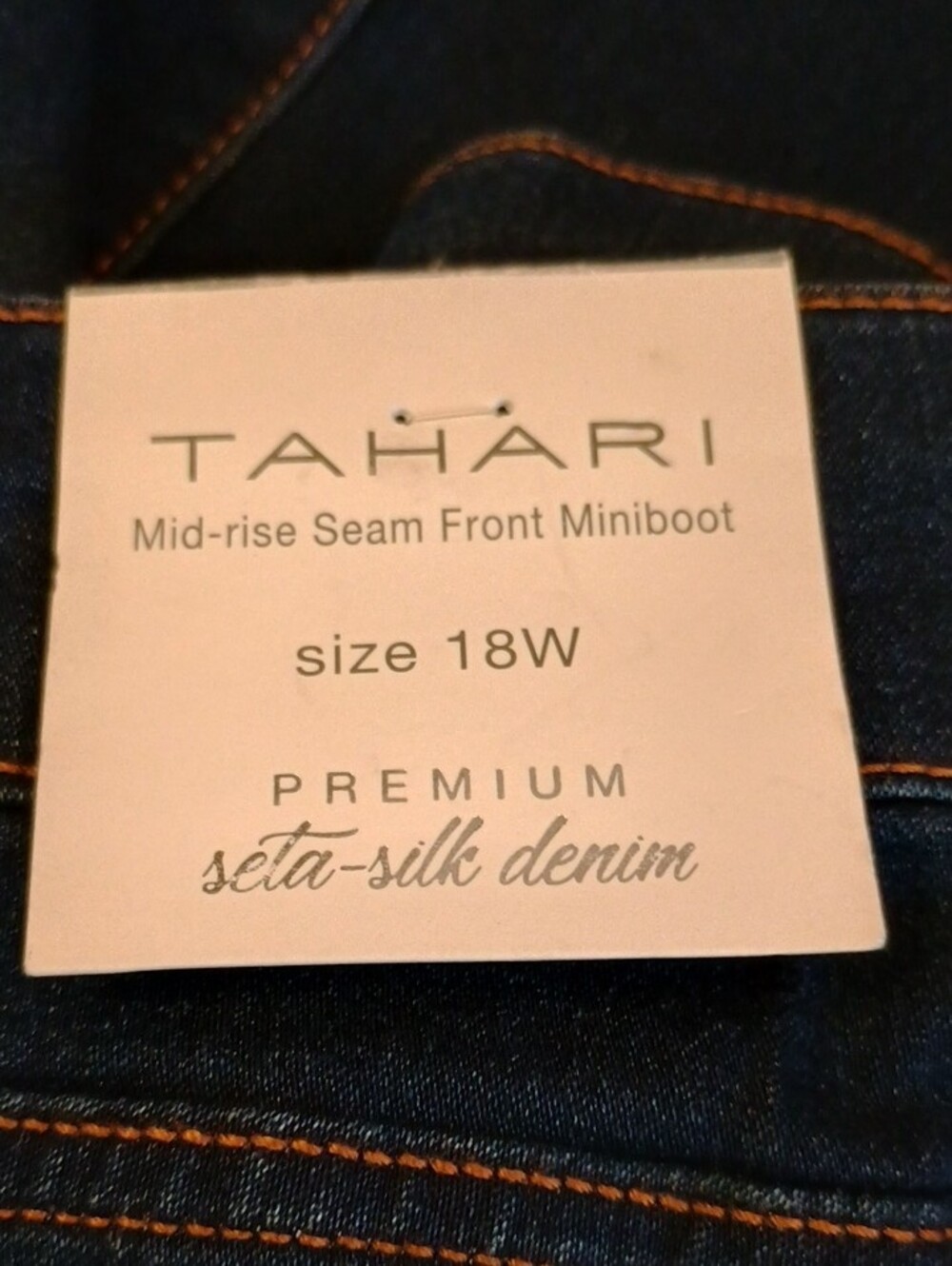 +SZ NWOT Tahari SZ 18W Navy"Natalie" Straight-Leg Jeans - Picture 6 of 9